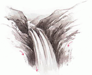 Peng_eau-cascades stage de peinture chinoise